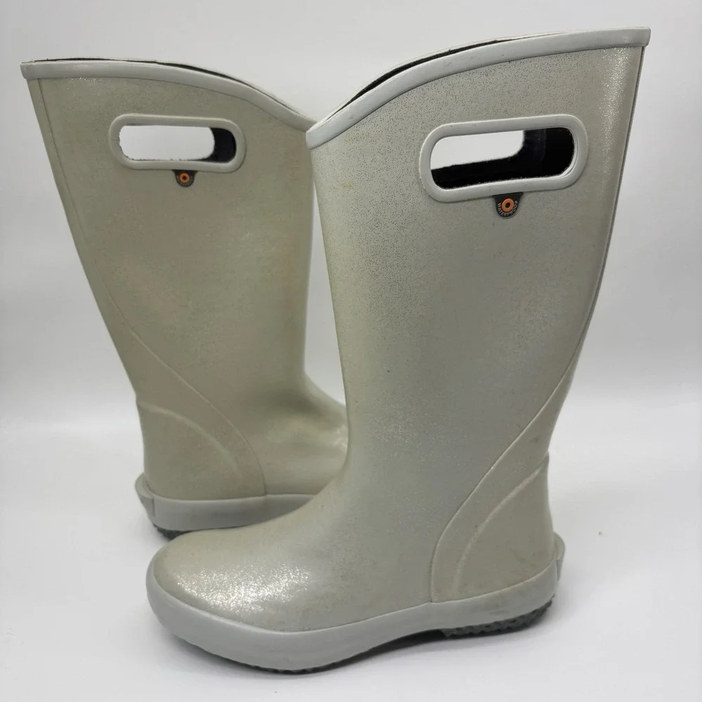 Bogs Rainboot Women's‎ 6 Glitter Silver Gray Waterproof Rain Boot Tall Slip On